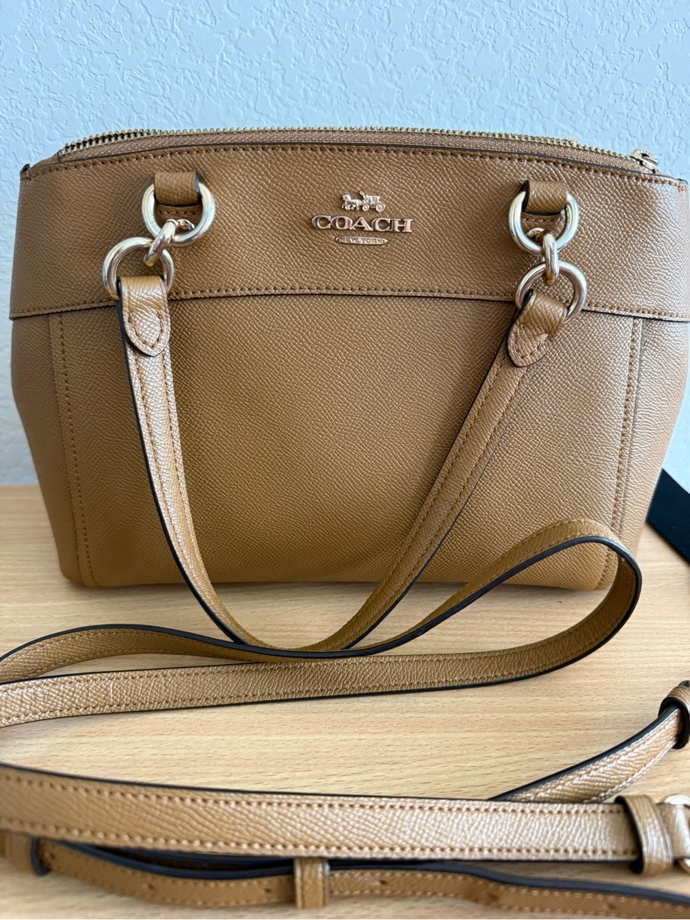 Coach Tan Pebbled Leather Mini Brook with Gold Hardware